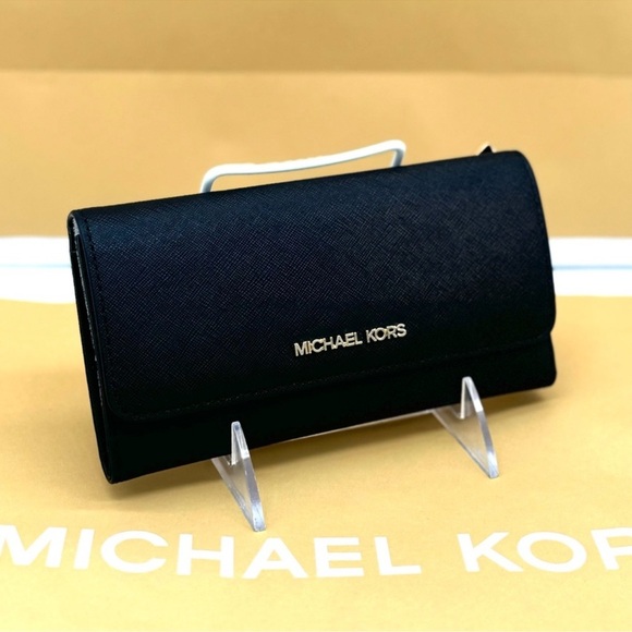 Michael Kors Trifold Wallet Leather Black/Gold - Picture 4 of 10